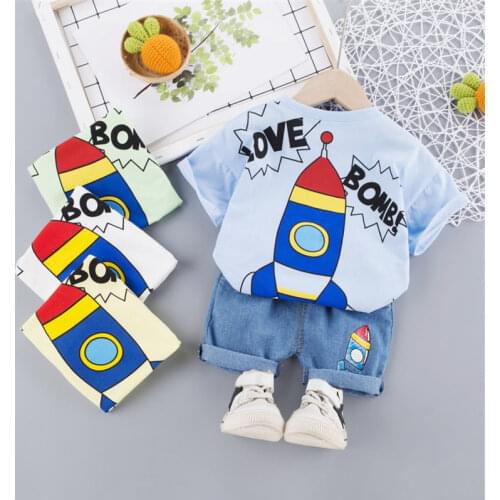 New Summer Children Casual Clothing Baby Boys Girls Cartoon T Shirt Shorts 2Pcs/sets Kids Infant Clothes Toddler Tracksuit sets