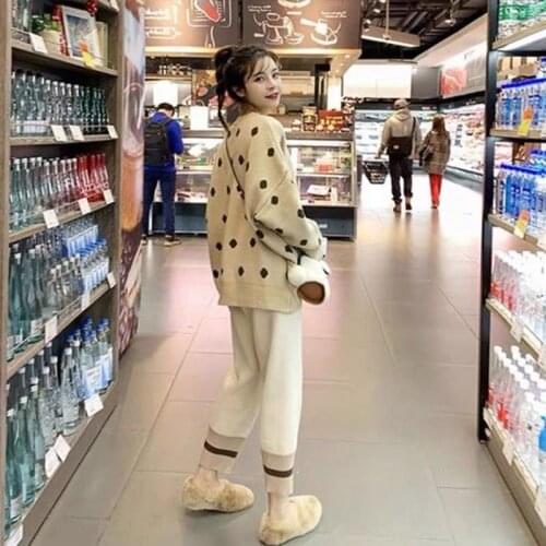 Two-piece 2020 Autumn Womens New Western Style Two-piece Girlfriends Korean Loose Sweater + Fashion Casual Sports Pants