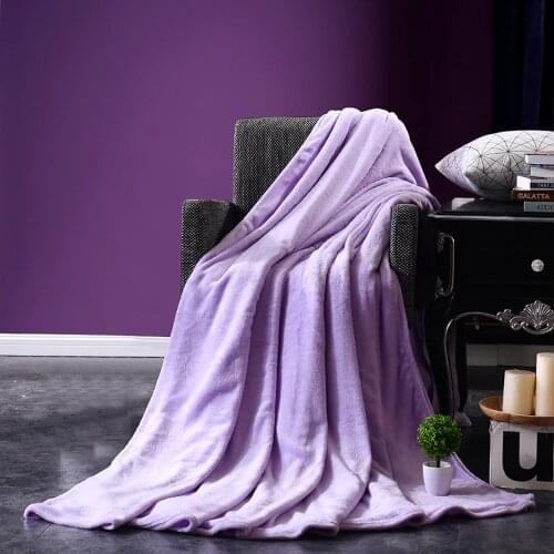 Lychee Solid Color Flannel Blanket Polyester Sofa Throw Blanket Funny Plush Bedspread Bed Blanket