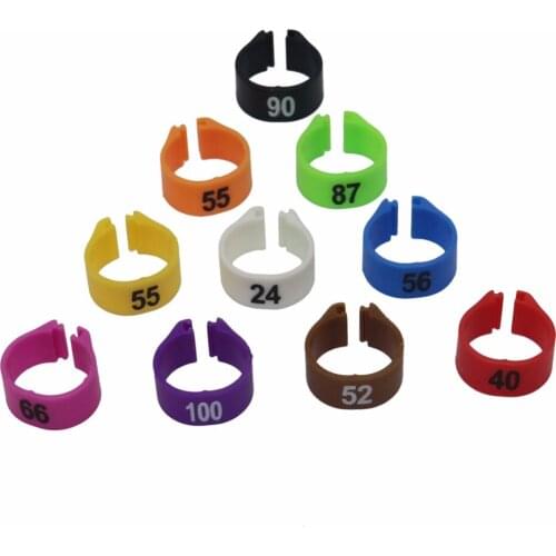 14MM Bird Plastic Clip Rings Pigeon colored foot ring No.1-100 For 10 colors Animal Carrying Supplies Pigeon colored foot ring