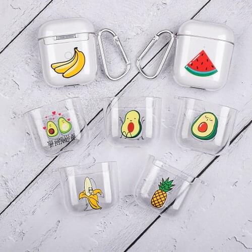 For Airpods 1 2 Transparent Hard PC Earphone Case For Air Pods Cute Cartoon Fruit Pattern Protective Cover Bluetooth Wireless