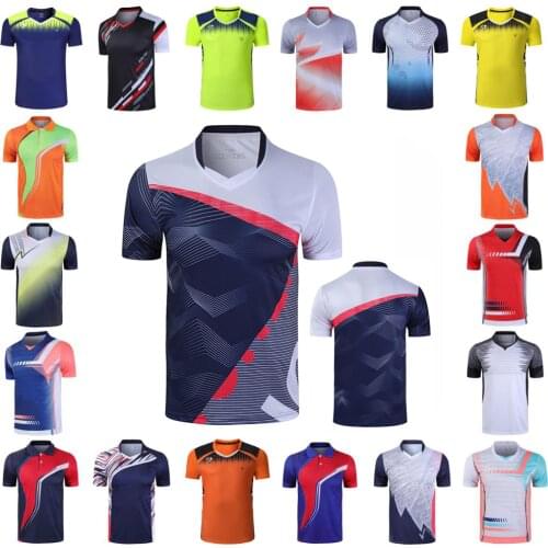 Tennis T-Shirts For Men Women , V- Collar Quick Dry Tennis T Shirt, Badminton Clothes ,Boys Kits Table Tee Shirts Shorts Skirts