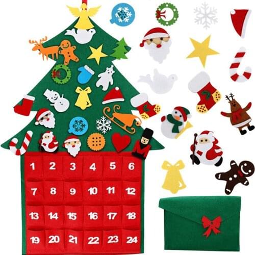 DIY Felt Christmas Tree Decor Year Gifts Ornaments Navidad 2021 New for Home Santa Claus Xmas Tree Kid Puzzle Handcraft