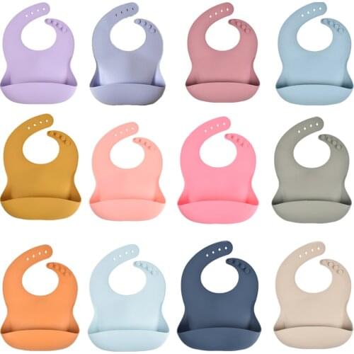1pc Silicone Bibs For Kids Newborn Candy Color Baby Feeding Tableware Waterproof Baby Bibs For Toddler Breakfast Feedings