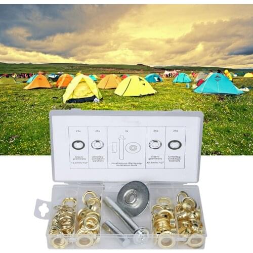 103Pcs Grommet Washer Galvanized Tent Iron Galvanized Washer Gaskets Assortment Kit with Installation Tool