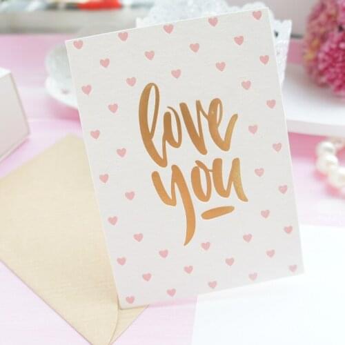 12set pink heart love you confession theme valentines day send love Card wedding Christmas Party Invitation with envelope