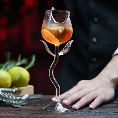 2Pcs Creative Rose Flower Shape Red Wine Glass Goblet 180ml Fancy Drinking Wine Cocktail Glasses Cup Bar Party Barware Drinkware