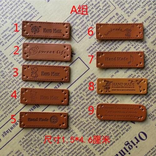 20pcs Handmade PU Leather Tags On Clothes Garment Embossed Labels For Jeans Bags Shoes Apparel Sewing Accessories