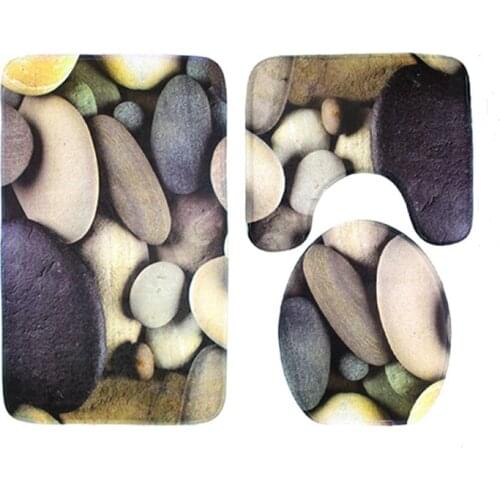 3pcs/set PVC Mesh Thicken Coral Fleece Floor Bath Mats Set Non Slip Bathroom Toliet Rugs 78*49+49*40+40*40cm Water Toilet Carpet