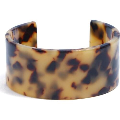 3cm Width Leopard Print Acrylic Bangle Bracelet Boho Tortoiseshell Resin Open Cuff Bracelet For Women 2019 Vintage Jewelry