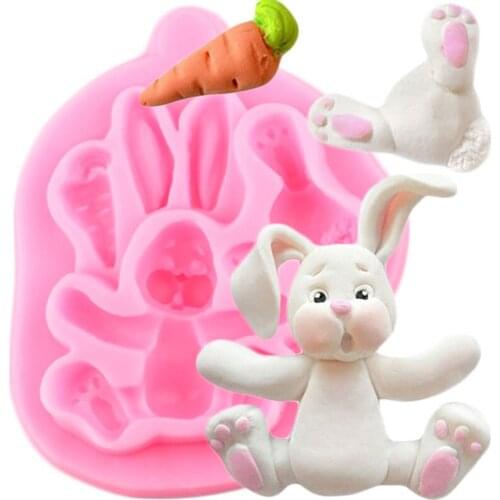 3D Rabbit Easter Bunny Silicone Mould Cupcake Topper Cake Decorating Tools Cookies Chocolate Fondant Mold Candy Resin Clay Molds