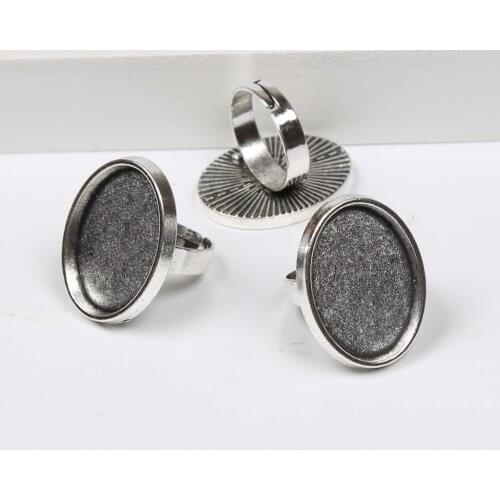 5pcs Fit 18x25mm Oval Cabochon Ring Base Blanks Adjustable Metal Bezels For Jewelry Making Supplies