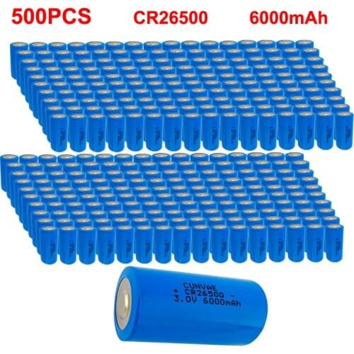 500PCS HOT NEW CR26500 26500 3.0V 6000mah lithium battery Capacity type C PLC control in high-performance Li-MnO2 Batteries