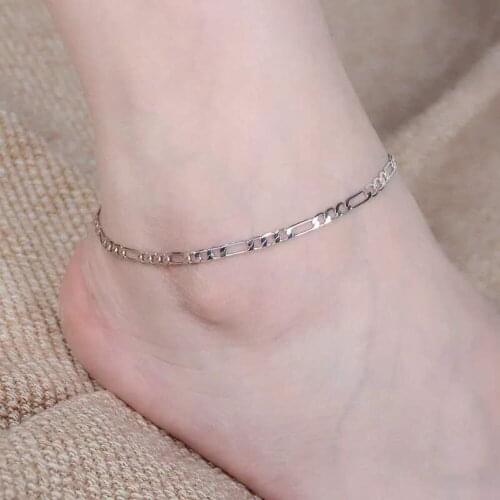 6mm Wide Stainless Steel Waterproof Silver Plated Flat Anklet Foot Bracelet Women Leg Link Barefoot Wholesale Free Delivery