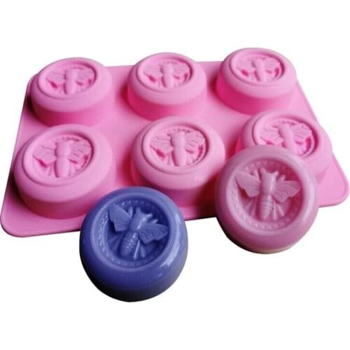6 Cavity Bee Round Honeycomb Silicone Soap Mould Bake Mold Tray DIY Soap Making Mould Handmake Cake Decorating Tools