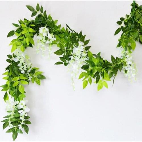 7ft 2m Flower String Artificial Wisteria Vine Garland Plants Foliage Outdoor Home Trailing Flower Fake Hanging Wall Decor