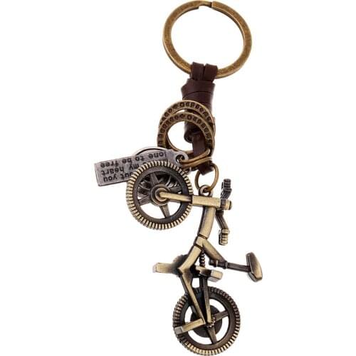 Bronze Plated Bicycle Keychain Bag Keyfobs Llaveros Charm Bike Car Key Chain Ring Holder Novelty Jewelry Souvenirs Gift FY034