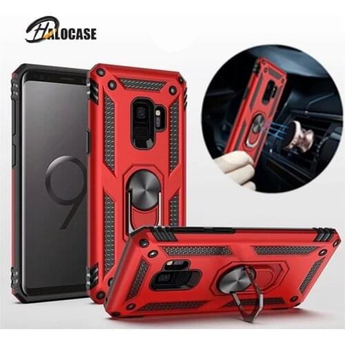 For Samsung Galaxy S8 S9 Plus Case Luxury Car Magnetic Rugged Armor Cover for Galaxy Note 8 9 Stand Shockproof Finger Ring Cover