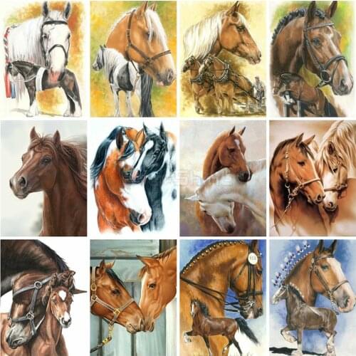 CraftArtGo 5D DIY Diamond Embroidery Horse Full Square Round Rhinestone Mosaic Painting Cross Stitch Flowers Diamond Kit