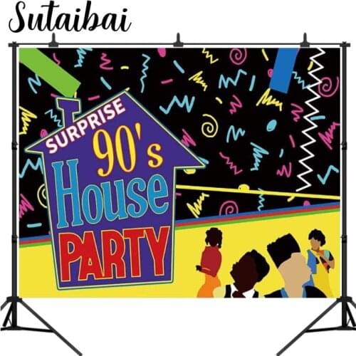 90s House Party Backdrop Bounce House Birthday Party Decoration Banner Surprise 1990s Bday Music Dance Background Supplies