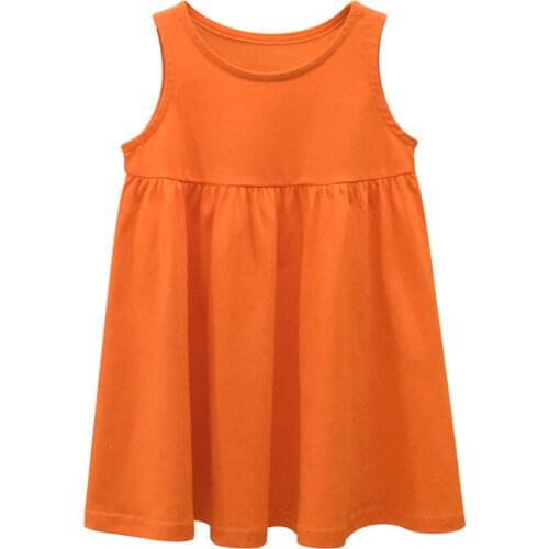 Childrens Clothing 2021 Summer Girls' Dresses Solid Color Cotton Sleeveless Vest Camisole Kids Dress