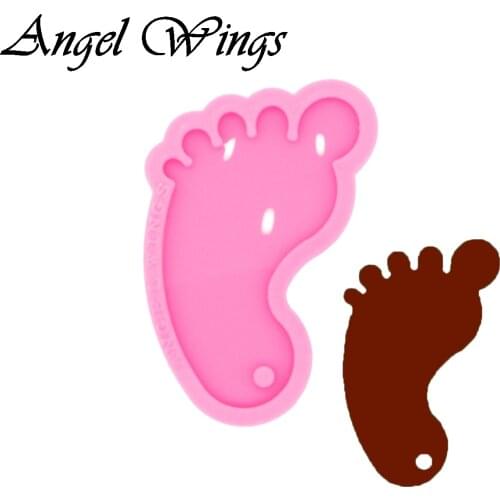 Baby Feet Keychains Silicone Molds DIY Necklace Jewelry Shiny Epoxy Resin Mould DY0461