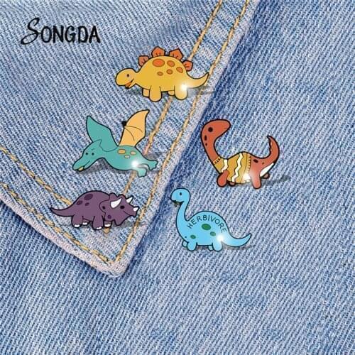 Cartoon Dinosaur Stegosaurus Pterosauria Brooch Backpack Clothes Collar Pin High Quanlity Epoxy Resin Pins Animal Pet Jewelry
