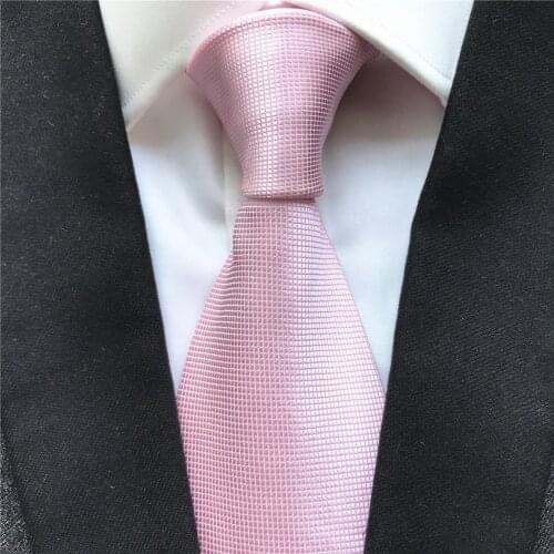 10 cm Width New Design Mens Ties Jacquard Woven Neck Tie Fashion Pink Checkered Neckties for Wedding Party