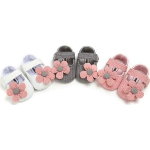 Baby Girls Cotton Fist Walker Shoes Shoes Infant Toddler Non-slip Soft Sole Cute Flower Prewalker Shoes Baby Accessories 0-18M