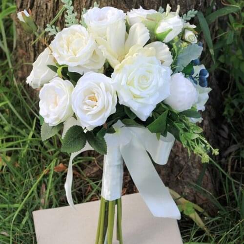 Artificial white Wedding Bouquets Hand made Flower Bridesmaid Bridal Wedding Bouquet de mariage