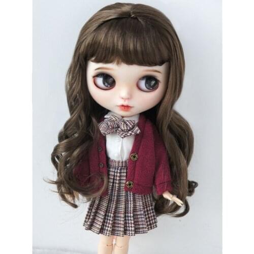 JD298 1/3 21-24CM Synthetic mohair doll wigs 8-9 inch SD Long wave full bangs BJD hair