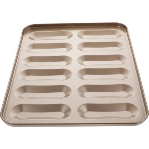 Carbon Steel Pan Non Stick Long Strip Puff Mold Cookie Baking Tray Muffin Mold
