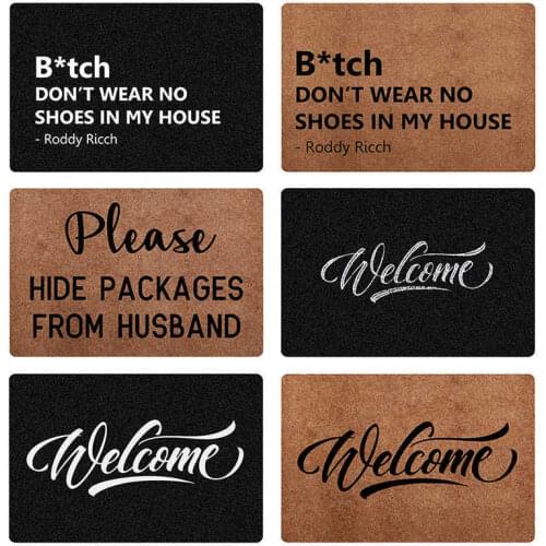 Embroidered Welcome Doormat Outdoor Indoor 40x60cm Polyester Waterproof Anti-Slip Floor Mat Carpet Decorative Front Door mats