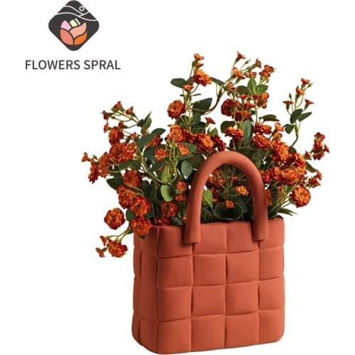 Nordic Creative Ceramic Vase Morandi Bag Vase Decoration Living Room Flower Arrangement Home Model Room Decoration Ornaments