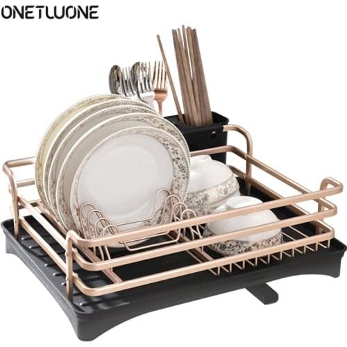 Kitchen Storage Rack Dish Drainer Plate Drying Shelf Cover Cutlery Holder Dishes Rack