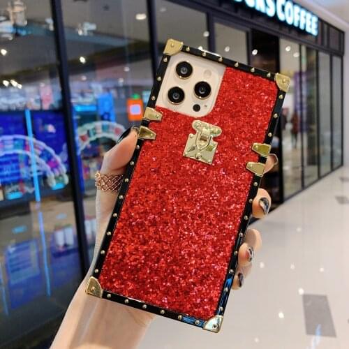 For Samsung Galaxy A10/20/30/40/50/70/80/90 S A21/31/41/51/71 Luxury Fashion Bling Shiny Glitter Square Design Back Case Cover