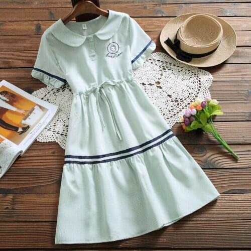 Summer new cute sweet dress japan style short sleeve mori girl casual vestidos
