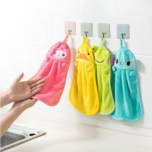 Cute Animal New Candy Colors Soft Coral Velvet Cartoon Animal Towel Can Be Hung Kitchen used