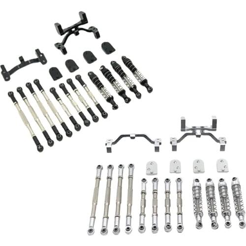 Upgrade Metal Pull Rod Shock Absorber Pull Rod Mount Servo Mount Combo Set for WPL C34 C44 1:16 RC Model Car Accs