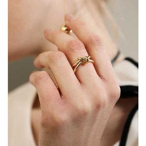 Trendy Simple Knot Finger Rings Jewelry Rings Accessories for Women Girls Fashion Gold Open Adjustable Size New Year