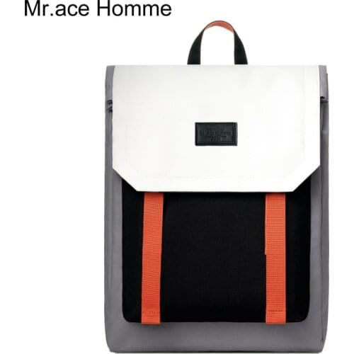 Mr.ace Homme Black And Gray Print Laptop Backpack Women Waterproof School Backpack Men College Bag For Girl Travel Bagback Boy