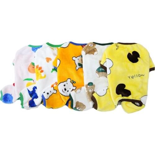 Soft Cute Jumpsuit For Small Dogs Cats Pajamas Autumn Winter Four-legged Fleece Warm Pet Clothes Bichon Teddy Yorkies Costume