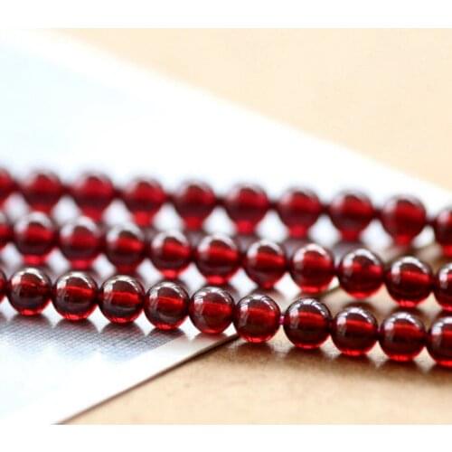 Natural 3MM wine red garnet Round BEADS 15 "
