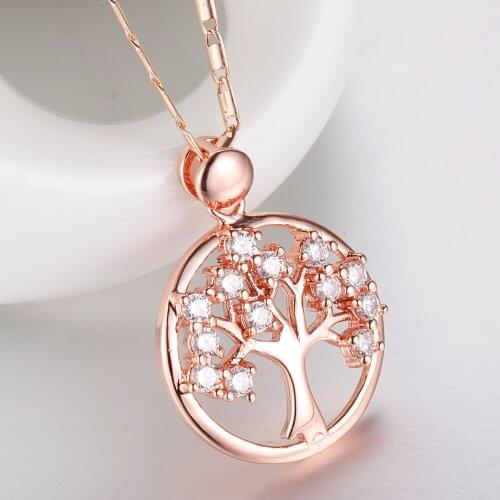 Round Tree Necklace Women White Cubic Zircon Trendings Necklaces For The Lovers Gifts Hollow Beatiful Jewellery Accessories