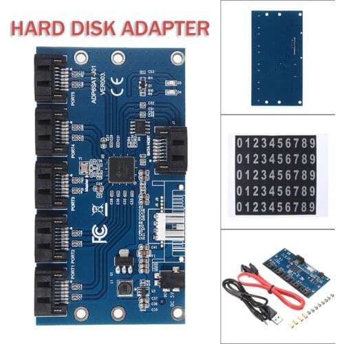 New Arrival SATA 3.0 1 to 5 Hard Disk Adapter Durable SATA Expansion Card With USB-DC Power Cable For PC Motherboard