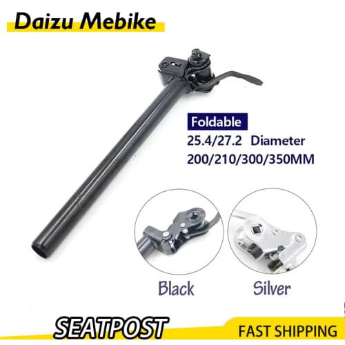 200 300 350mm Electric Bike Reversible Seat Post Black Silver Bicycle Seatpost Diameter 25.4 27.2mm Bike Seatpost Aluminum Allo