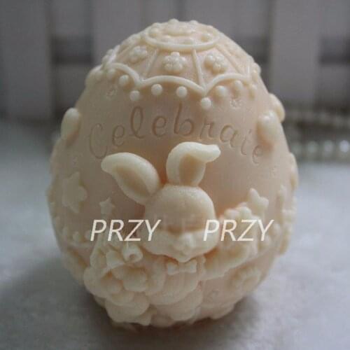 DIY 3D Eggs rabbit Easter Bunny handmade silicone soap candle cake decoration chocolate mold