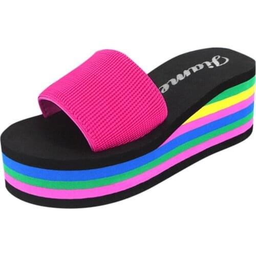 Fashion slipper Women Shoes Platform Bath Slippers Wedge Casual Beach Shoes womens slippers High Heel Sandals flip flops