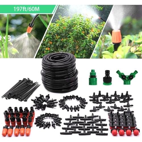 60M Micro Drip Irrigation System Automatic Watering Garden System with Adjustable Dripper Kits Micro Spray Cooling system