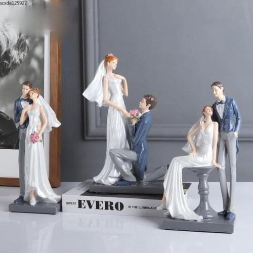 Wedding Lovers Sculpture Resin Crafts Romantic Decoration Valentines Day Gift Art Figure Statuette Living Room Bedroom Decor